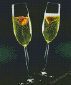 Aesthetic Strawberry Champagne Drink Diamond Painting