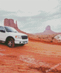 Aesthetic White Truck In Desert Diamond Painting