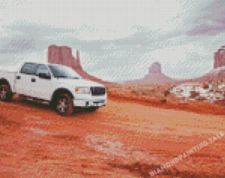 Aesthetic White Truck In Desert Diamond Painting