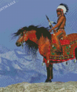 American Native Indian Man With Horse Diamond Painting