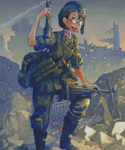 Anime Girl Soldier Diamond Painting