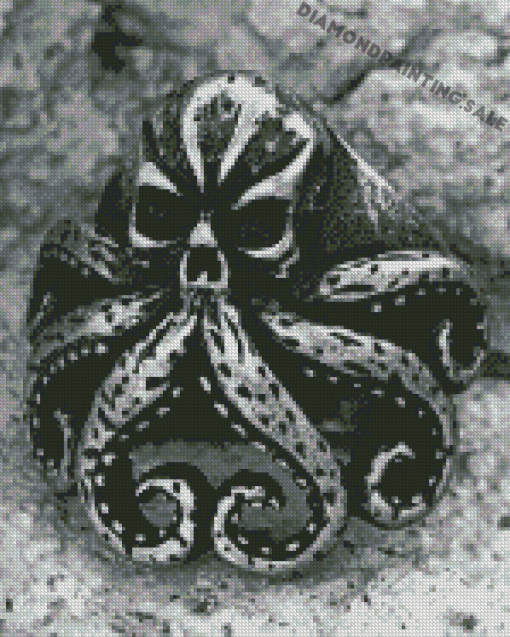 Black And White Octopus Skull Diamond Painting