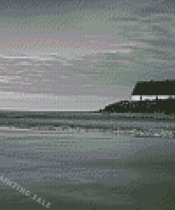 Black And White Cottage By The Sea Diamond Painting