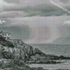 Black And White House On A Cliff Diamond Painting