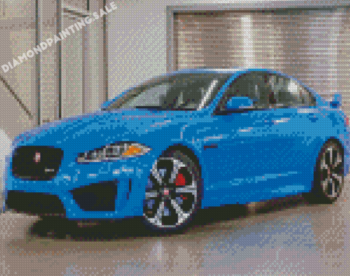 Blue Jaguar Xf Car Diamond Painting