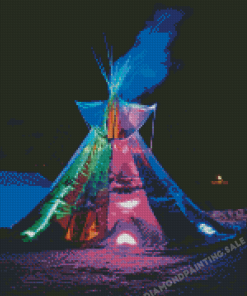 Colorful Teepee In Snow Diamond Painting