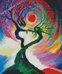 Colorful Woman Tree Diamond Painting