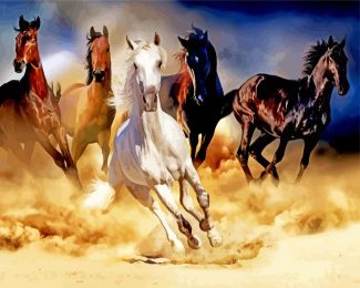 Adorable Five Horses Diamond Painting