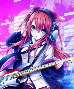 Anime Girl Playing Electric Guitars Diamond Painting