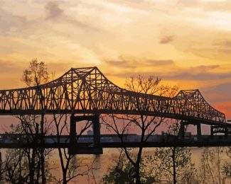 Baton Rouge Bridge Silhouette Diamond Painting