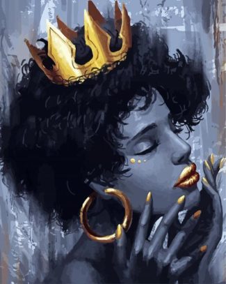 Black Queen With Crown Diamond Painting