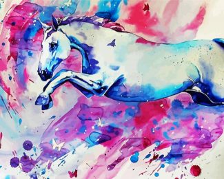 Blue Pink Horse Diamond Painting