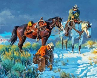 Cowboys And Horses Animals Diamond Painting