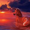 Cute Horse In Water Diamond Painting