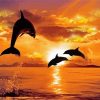 Dolphins At Sunset Diamond Painting