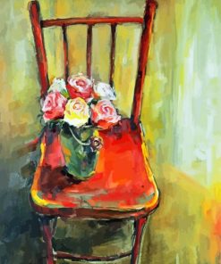 Flowers Vase On A Chair Diamond Painting