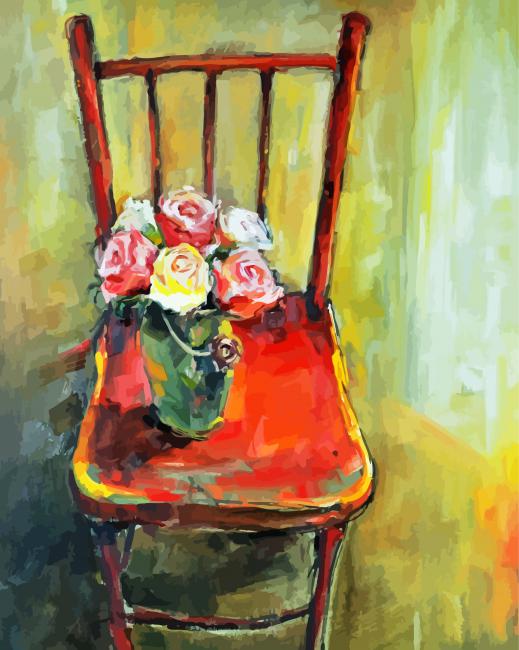 Flowers Vase On A Chair Diamond Painting