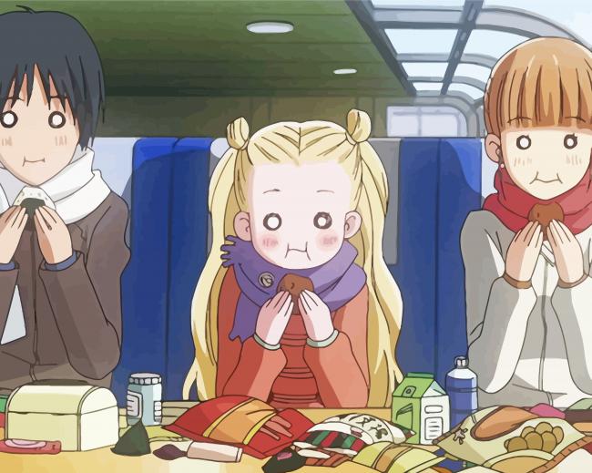 Honey And Clover Characters Eating Diamond Painting