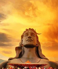Maha Shiva Adiyogi Statue At Sunset Diamond Painting