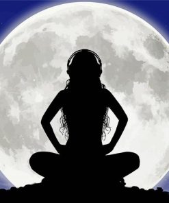 Moon Woman Listening To Music Diamond Painting