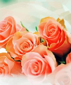 Peach Roses Bouquet Diamond Painting