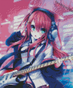 Anime Girl Playing Electric Guitars Diamond Painting