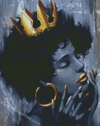 Black Queen With Crown Diamond Painting