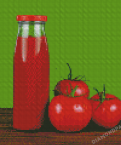 Bottle Of ketchup And Fresh Tomatoes Diamond Painting