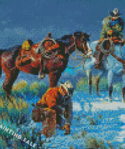 Cowboys And Horses Animals Diamond Painting