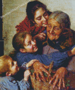 Grandma With Her Grandchildren Diamond Painting