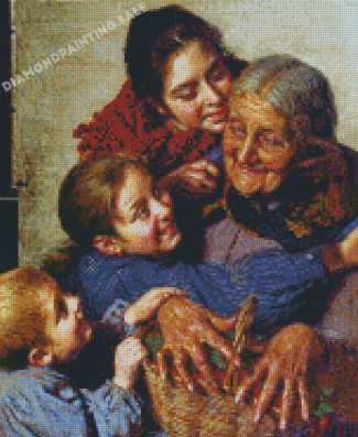 Grandma With Her Grandchildren Diamond Painting