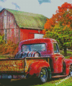 Old Red Truck And Barn Diamond Painting