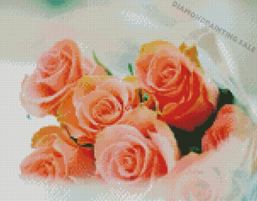 Peach Roses Bouquet Diamond Painting