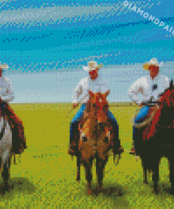 Three Cowboys And Horses Diamond Painting