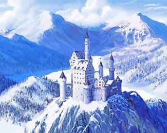 Snowy Mountains And Castle Diamond Painting