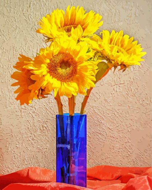 Sunflowers In A Blue Vase Diamond Painting