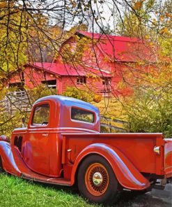 Vintage Red Truck And Barn Diamond Painting