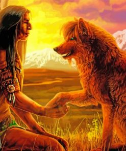 Wolf And Native Indian Diamond Painting