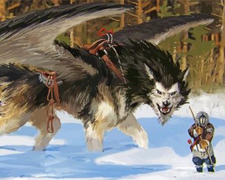 Wolf Dragon In Snow Diamond Painting