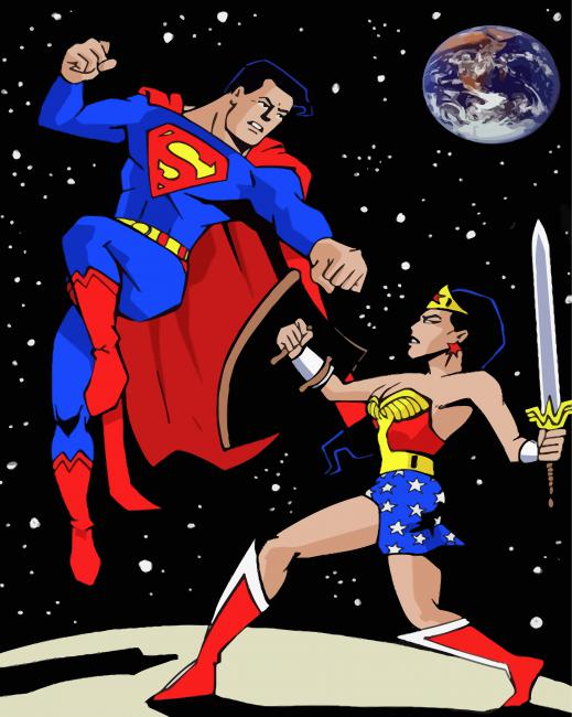 Wonder Woman And Superman Heroes Diamond Painting