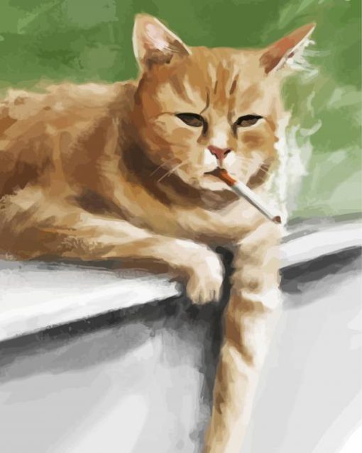 Aesthetic Smoking Cat Animal Diamond Painting