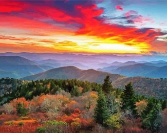 Aesthetic Sunset Appalachian Mountains Diamond Painting