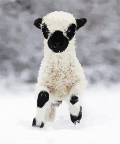 Baby Valais Blacknose Sheep In Snow Diamond Painting