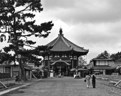 Black And White Japanese Architecture Diamond Painting