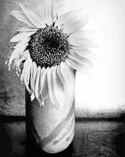 Black And White Sunflower In A Vase Diamond Painting
