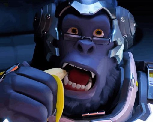 Overwatch Winston Eating Banana Diamond Painting