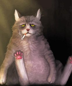 Sad Smoking Cat Diamond Painting