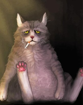 Sad Smoking Cat Diamond Painting