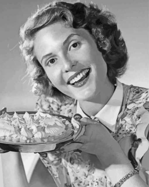 Vintage Woman Holding Baked Pie Diamond Painting