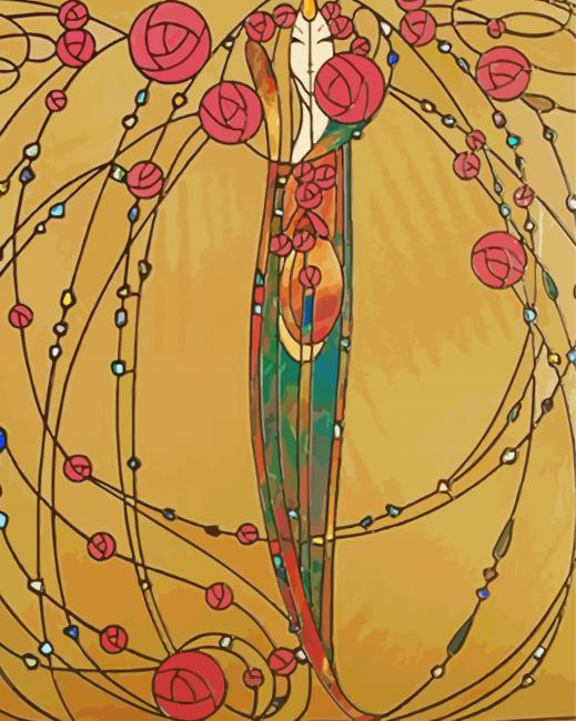 Woman And Flower Art By Margaret Macintosh Diamond Painting